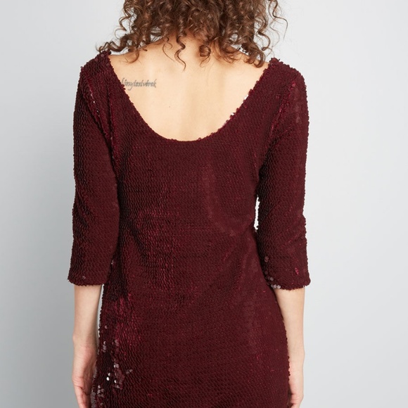 BB Dakota Velvet Sequin Sheath Dress - Boysenberry - Picture 2 of 3